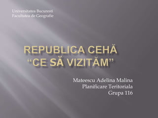 Mateescu Adelina Malina
Planificare Teritoriala
Grupa 116
Universitatea Bucuresti
Facultatea de Geografie
 