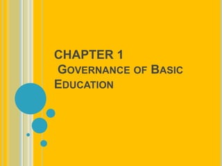 CHAPTER 1
GOVERNANCE OF BASIC
EDUCATION
 