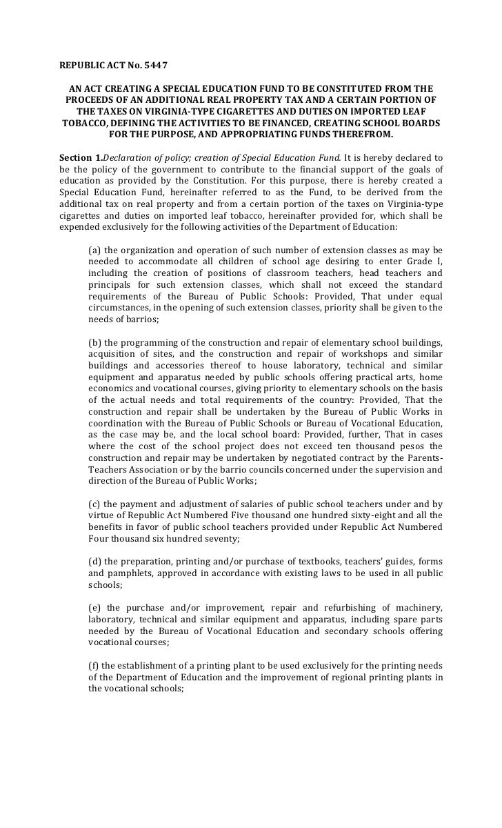 How Can We Improve Special Education >> Republic act no. 5447 sef How Can We Improve Special Education >> Republic act no. 5447 sef
