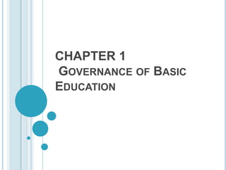 CHAPTER 1
GOVERNANCE OF BASIC
EDUCATION
 