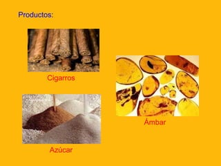 Productos:

Cigarros

Ámbar

Azúcar

 