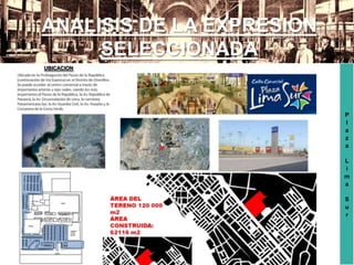 P
l
a
z
a
L
i
m
a
S
u
r
ANALISIS DE LA EXPRESION
SELECCIONADA
UBICACION
 