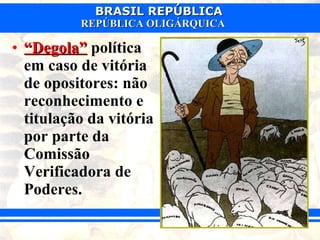 “ Degola”  política em caso de vitória de opositores: não reconhecimento e titulação da vitória por parte da Comissão Verificadora de Poderes. 