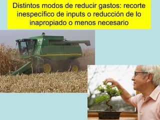 Distintos modos de reducir gastos: recorte
 inespecífico de inputs o reducción de lo
      inapropiado o menos necesario
 