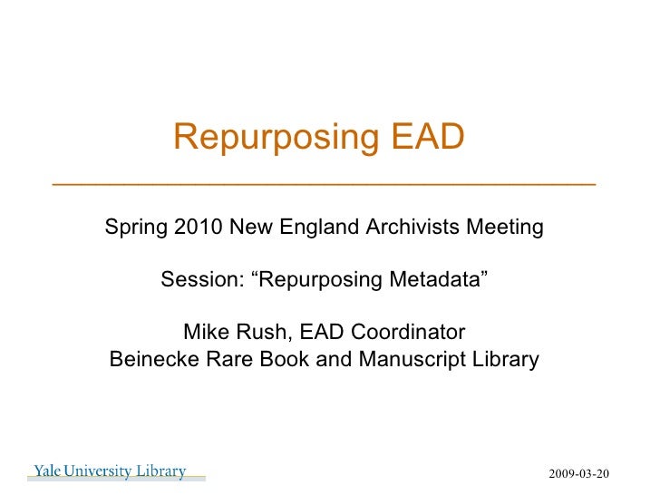Ead Library Science Encoded Archival Description