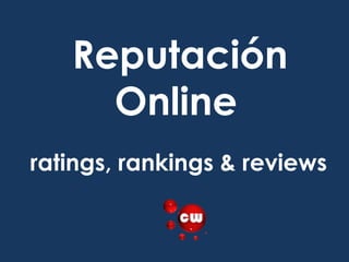 Reputación
Online
ratings, rankings & reviews
 