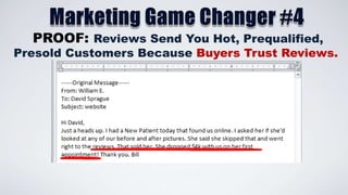 PROOF: Reviews Send You Hot, Prequalified,

Presold Customers Because Buyers Trust Reviews.

 