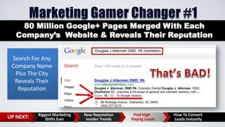 80 Million Google+ Pages Merged With Each
Company’s Website & Reveals Their Reputation
Search For Any
Company Name
Plus The City
Reveals Their
Reputation

UP NEXT:

Biggest Marketing
Shifts Ever

New Reputation
Insider Trends

Find High
Paying Leads

How To Convert
Leads Instantly

 