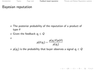 Reputation Equation Reputation systems | PDF