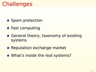 Reputation Systems I