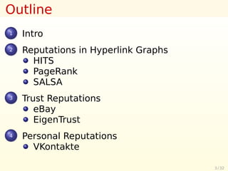 Reputation Systems I