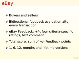 Reputation Systems I