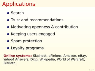 Reputation Systems I