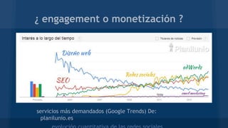 ¿ engagement o monetización ?
servicios más demandados (Google Trends) De:
planilunio.es