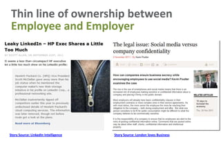 Thin line of ownership between
Employee and Employer




Story Source: LinkedIn Intelligence   Story Source: London loves Business
 