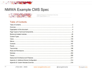 NMWA Example CMS Spec




26   (703) 584 – 8949   www.navigationarts.com   @navigationarts
 