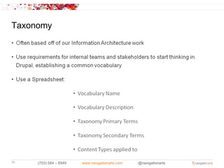 Taxonomy




34   (703) 584 – 8949   www.navigationarts.com   @navigationarts
 