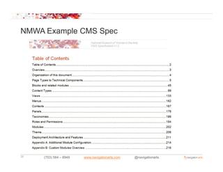 NMWA Example CMS Spec




26   (703) 584 – 8949   www.navigationarts.com   @navigationarts
 