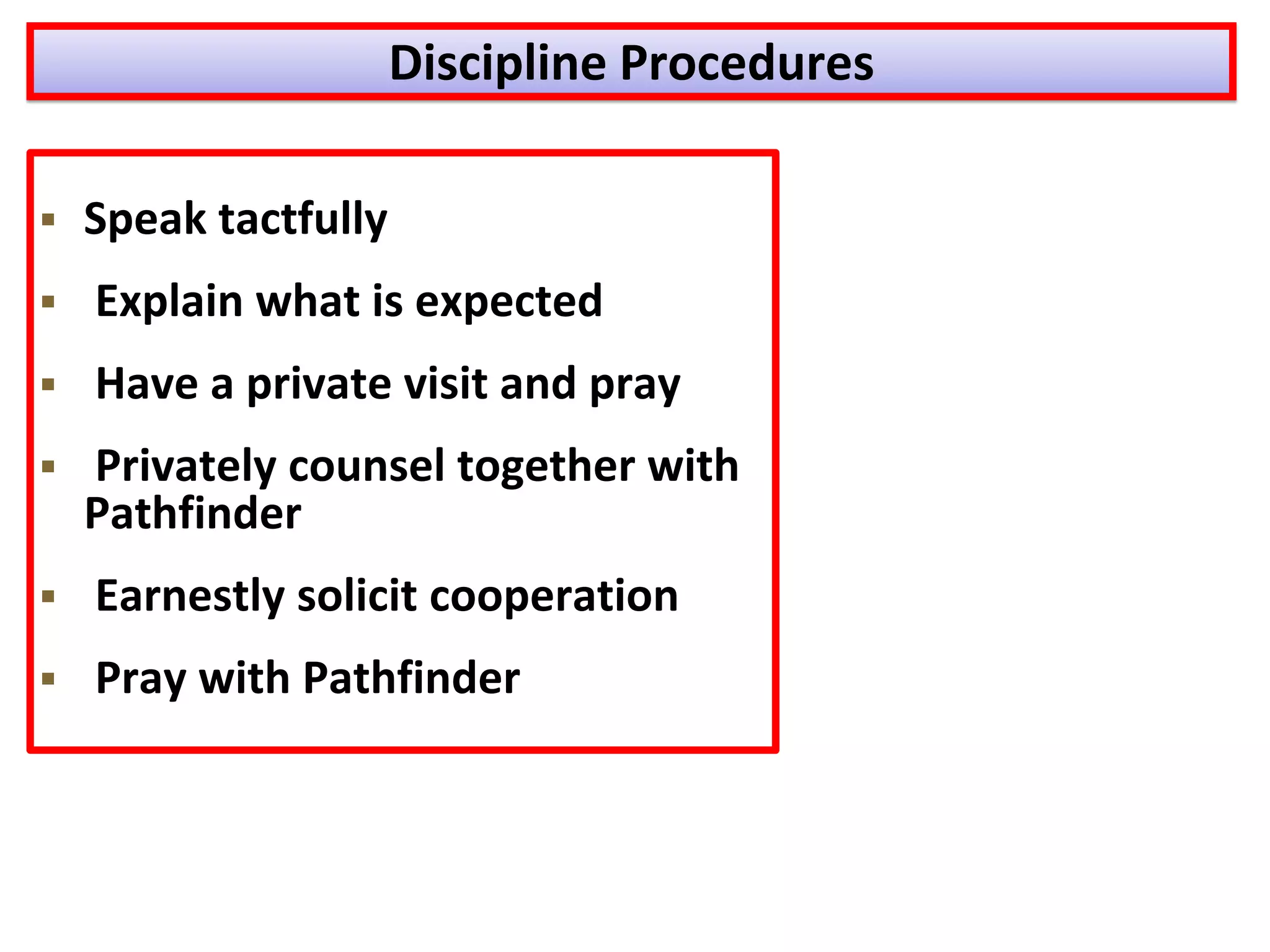 Understanding Pathfinders Discipline | PDF