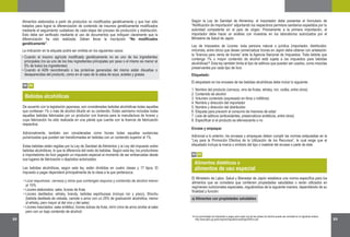 22 23
El Ministerio de Labor, Salud y Bienestar de Japón establece una norma específica para los
alimentos que se considera que contienen propiedades saludables o serán utilizados en
regímenes nutricionales especiales, regulándolos de la siguiente manera, dependiendo de su
finalidad y función:
a) Alimentos con propiedades saludables
08 03
Alimentos dietéticos o
alimentos de uso especial
Envase y empaque:
Adicional a lo anterior, los envases y empaques deben cumplir las normas estipuladas en la
“Ley para la Promoción Efectiva de la Utilización de los Recursos”, la cual exige que el
etiquetado incluya la marca o símbolo del tipo o material del envase o parte de éste.
Alimentos elaborados a partir de productos no modificados genéticamente y que han sido
tratados para lograr la diferenciación de contenido de insumos genéticamente modificados
mediante el seguimiento cuidadoso de cada etapa del proceso de producción y distribución.
Esto debe ser verificado mediante el uso de documentos que indiquen claramente que la
diferenciación ha sido realizada. Deben llevar la inscripción “No modificados
genéticamente”.
La indicación en la etiqueta podrá ser omitida en los siguientes casos:
•
•
Cuando el insumo agrícola modificado genéticamente no es uno de los ingredientes
principales (no es uno de los tres ingredientes principales por peso o el mismo es menor al
5% de todos los ingredientes)
Cuando el ADN recombinado o las proteínas generadas del mismo están disueltas o
desaparecidas del producto, como en el caso de la salsa de soya, aceites y grasas
08 02
Los porcentajes de impuestos a pagar para cada una de las clases de alcohol puede ser revisada en el siguiente enlace:
http://www.jetro.go.jp/en/reports/regulations/pdf/agri2009-e.pdf.
De acuerdo con la legislación japonesa, son consideradas bebidas alcohólicas todas aquellas
que contienen 1% o más de alcohol diluido en su contenido. Están asimismo incluidas todas
aquellas bebidas fabricadas por un productor con licencia para la manufactura de licores y
cuya fabricación ha sido realizada en una planta que cuenta con la licencia de fabricación
respectiva.
Adicionalmente, también son consideradas como licores todas aquellas sustancias
pulverizadas que pueden ser transformadas en bebidas con un contenido superior al 1%.
Estas bebidas están regidas por la Ley de Sanidad de Alimentos y la Ley del impuesto sobre
bebidas alcohólicas, lo que la diferencia del resto de bebidas. Según esta ley, los productores
e importadores de licor pagarán un impuesto especial al momento de ser embarcadas desde
sus lugares de fabricación o depósitos autorizados.
Las bebidas alcohólicas, según esta ley, están divididas en cuatro clases y 17 tipos. El
impuesto a pagar dependerá principalmente de la clase a la que pertenezca.
Según la Ley de Sanidad de Alimentos, el importador debe presentar el formulario de
“Notificación de Importación” adjuntando los respectivos permisos sanitarios expedidos por la
autoridad competente en el país de origen. Previamente a la primera importación, el
importador debe hacer un análisis con muestras en los laboratorios autorizados por el
Ministerio de Salud de Japón.
Ley de Impuestos de Licores: toda persona natural o jurídica (importador, distribuidor,
minorista, entre otros) que desee comercializar licores en Japón debe obtener con antelación
la “licencia para venta de licores” ante la Agencia Nacional de Impuestos. Toda bebida que
contenga 1% o mayor contenido de alcohol está sujeta a los impuestos para bebidas
alcohólicas . Esta ley también limita el tipo de aditivos que pueden ser usados, como mezclas
preservantes por cada tipo de licor.
Etiquetado:
El etiquetado en los envases de las bebidas alcohólicas debe incluir lo siguiente:
1. Nombre del producto (cerveza, vino de frutas, whisky, ron, vodka, entre otros)
2. Contenido de alcohol
3. Volumen contenido (expresado en litros o mililitros)
4. Nombre y dirección del importador
5. Nombre y dirección del distribuidor
6. Etiqueta para prevenir el consumo de menores de edad
7. Lista de aditivos (antioxidantes, preservativos sintéticos, entre otros)
8. Especificar si el producto es efervescente o no
Licor espumoso: cerveza y otros que contengan espuma y contenido de alcohol menor
al 10%
Licores elaborados: sake, licores de fruta
Licores destilados: whisky, brandy, bebidas espirituosas (incluye ron y pisco), Shochu
(bebida destilada de cebada, camote o arroz con un 25% de graduación alcohólica, menor
al whisky, pero mayor al del vino y del sake)
Licores mezclados: sake sintético, licores dulces de fruta, mirín (vino de arroz similar al sake
pero con un bajo contenido de alcohol)
•
•
•
•
14
Bebidas alcohólicas
14
 