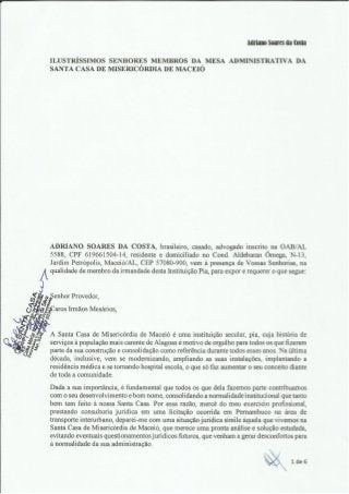 Santa Casa de Maceió - Requerimento - ilegalidade de nomeações de irmãos para vagas inexistentes