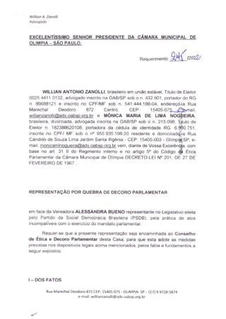 WillianA. Zanolli
Advogado
EXCELENTÍSSIMO SENHOR PRESIDENTE DA CÂMARA MUNICIPAL DE
OLIMPIA — SÃO PAULO.
RequerimentoQUC eo...