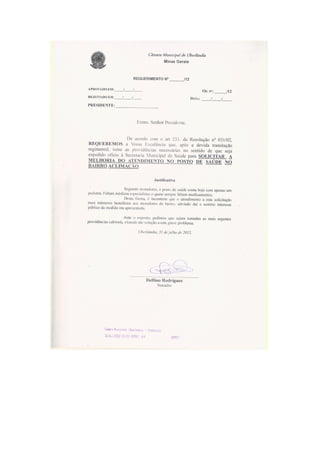 Requerimentos agosto/2012  - Primeiras sessões