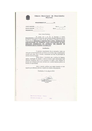 Requerimentos agosto/2012  - Primeiras sessões