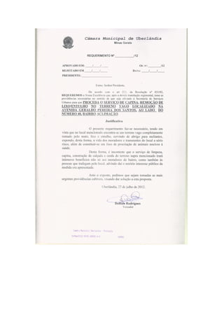 Requerimentos agosto/2012  - Primeiras sessões