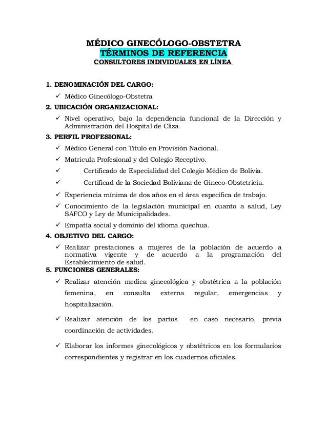 Requerimiento de personal medicos especialista 2013