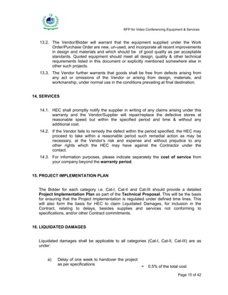 Audio Visual Rfp Request for Proposal (RFP) For Video Conferencing Equipment | PDF