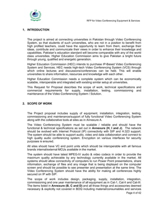 Video Rfp Request for Proposal (RFP) For Video Conferencing Equipment | PDF