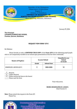 Request form 137 for grade 6 or transfer | DOCX