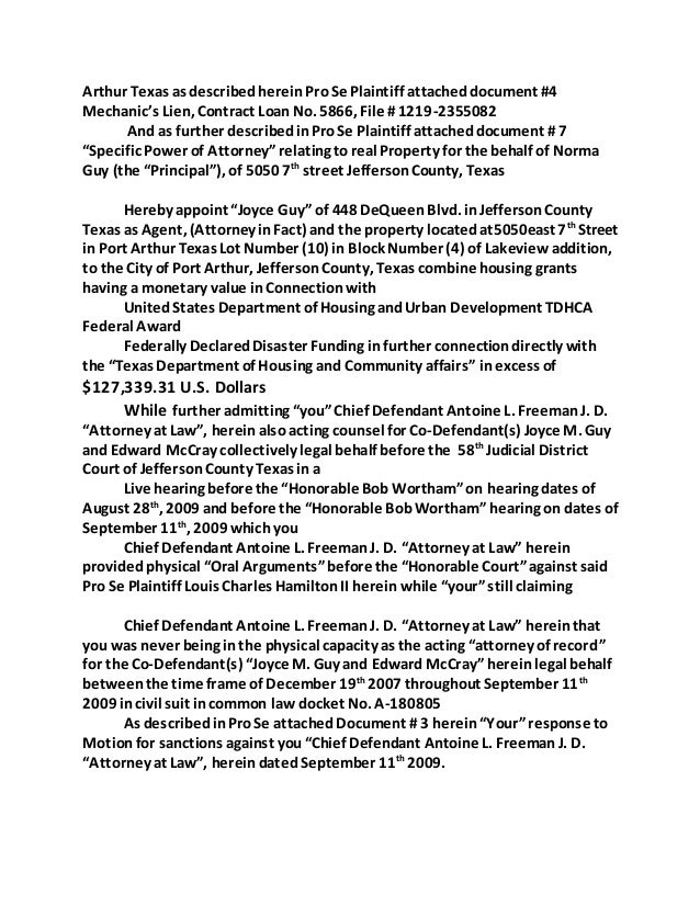 mechanic's lien to file texas how L. FOR TWO, SET J To: Antoine Freeman ADMISSION, REQUESTS mechanic's lien to file texas how L. FOR TWO, SET J To: Antoine Freeman ADMISSION, REQUESTS