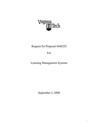 Request For Proposal For Learning Management Systems