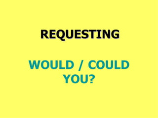 REQUESTING  WOULD / COULD YOU? 