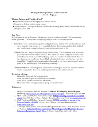 Dealing With Requests For Hastened Death (Handout) | DOCX