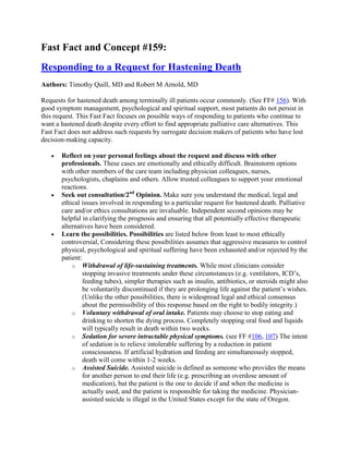 Dealing With Requests For Hastened Death (Handout) | DOCX