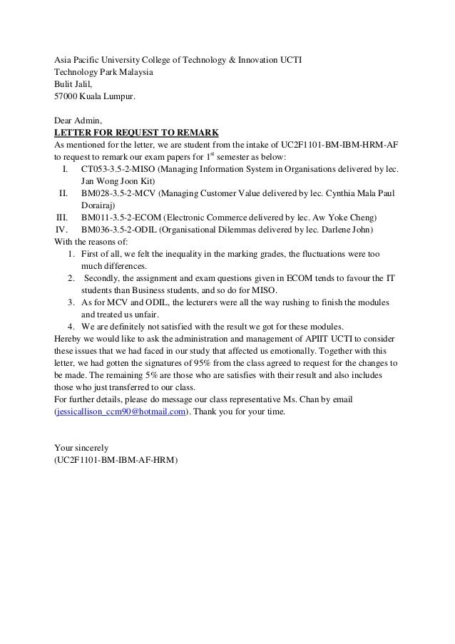 Appeal Exam Results Example Letter Appeal Exam Results Example Letter