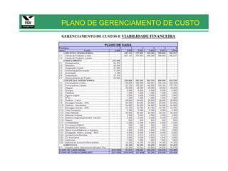PLANO DE GERENCIAMENTO DE CUSTO
GERENCIAMENTO DE CUSTOS E VIABILIDADE FINANCEIRA
 