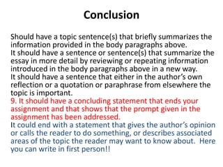 Required components of academic essays slideshow | PPSX