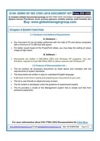 Iso 37001 Checklist.pdf Demo of ISO 37001:2016 documentation kit | PDF