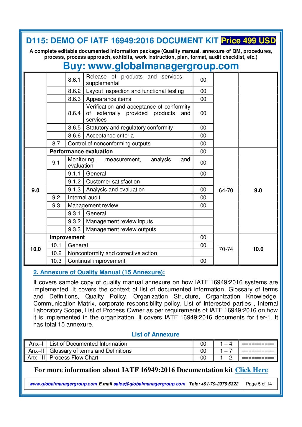 List Of Mandatory IATF 16949 Documents