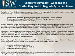 Syrian Air Force and Air Defense
Capabilities
May 2013
by
Elizabeth O’Bagy
Christopher Harmer
Jonathan Dupree
Liam Durfee
...