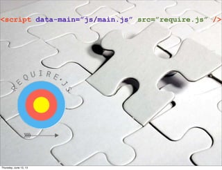 <script data-main=”js/main.js” src=”require.js” />
Thursday, June 13, 13
 