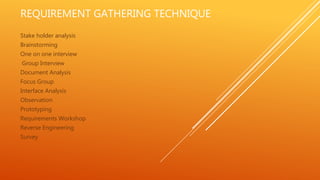Requirement elicitation techniques for software | PPT