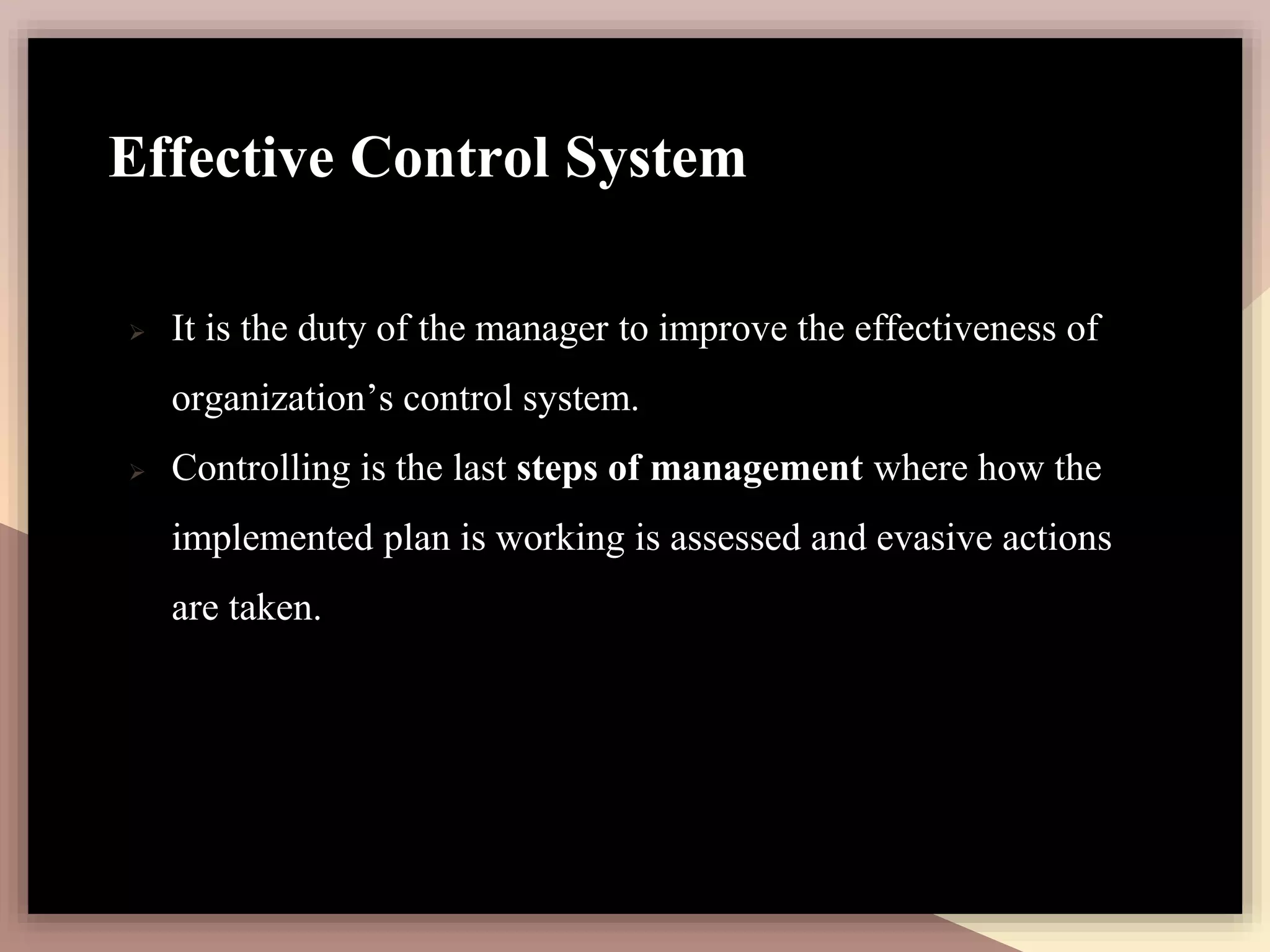 Requirement of effective control system PPT