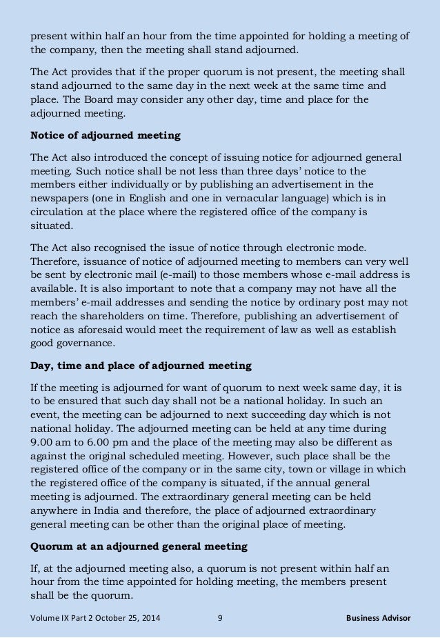 Requirement of quorum for general meetings Dr S. Chandrasekaran