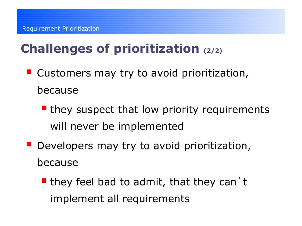 Requirement prioritization