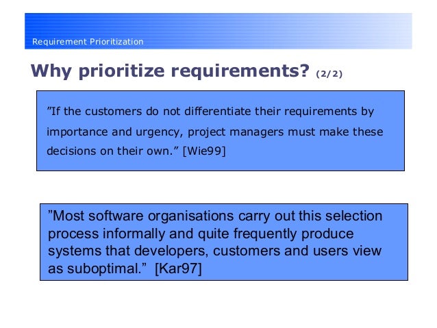 Requirement prioritization